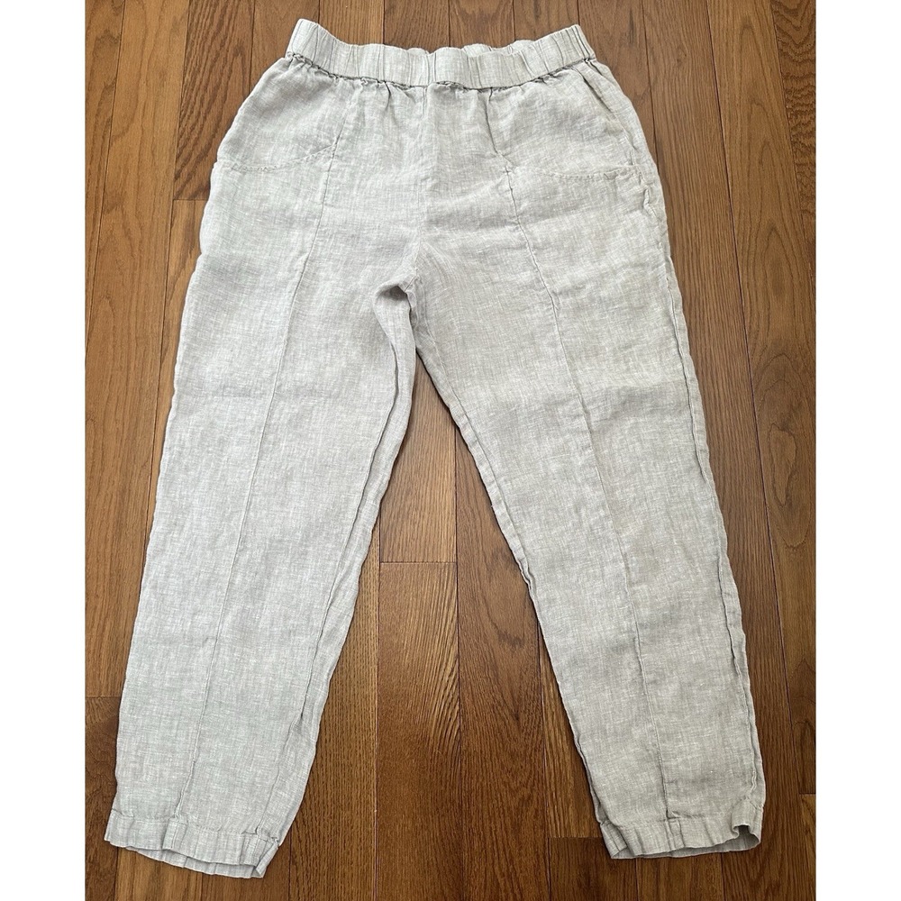 Quince 100% Linen Tapered Ankle Pants Size Large Casual Lagenlook Layered